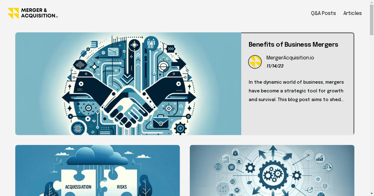 banner image for: MergerAcquisition.io fait ses débuts : Plateforme pour les informations et l'expertise en fusions-acquisitions.